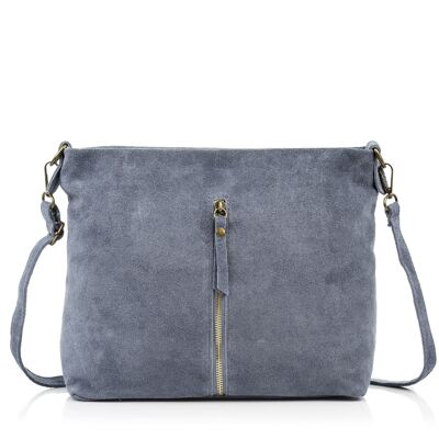 Mareta Women's Shoulder Bag. Genuine Suede Leather - Blue