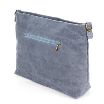 Sac à bandoulière Mareta pour femmes en cuir suédé véritable - Bleu 3