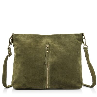 Mareta Sac à bandoulière pour femme en cuir suédé véritable - Vert