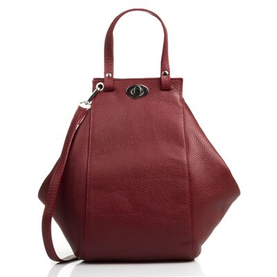 Giusta Women's Shoulder Bag. Dollaro Genuine Leather - Garnet