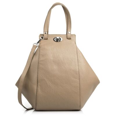 Giusta Women's Shoulder Bag. Dollaro Genuine Leather - Taupe