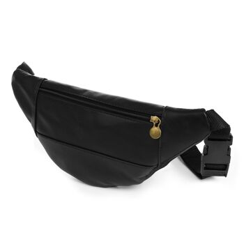 Sac banane mode unisexe Clara en cuir véritable Sauvage - Noir 8