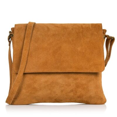 Diamante Women's Shoulder Bag. Genuine Leather Suede - Leather