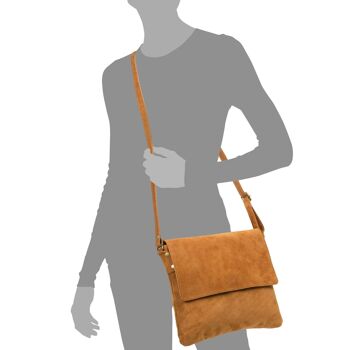 Sac à Bandoulière Diamante pour Femme en Cuir Véritable Daim - Cuir 4