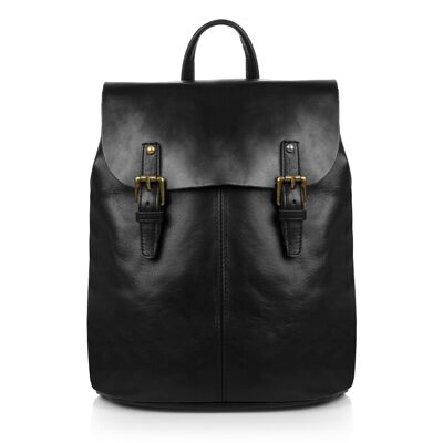 Asia Women's backpack bag. Dollaro genuine leather - Black