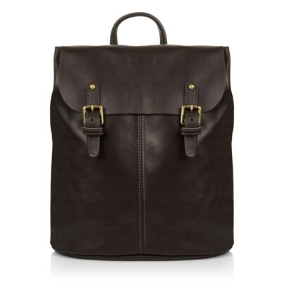 Asia Women's Backpack Bag. Genuine Leather Dollaro - Dark Brown