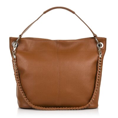 Erminia Women's Shoulder Bag. Dollaro Genuine Leather - Brown