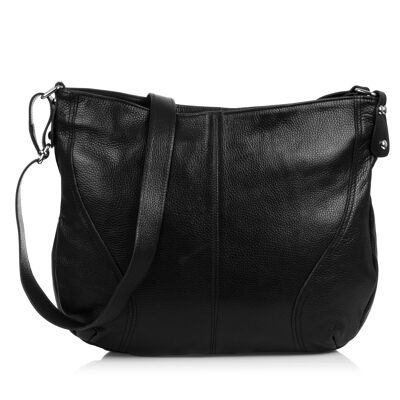 Ernesta Women's Shoulder Bag. Dollaro Genuine Leather - Black