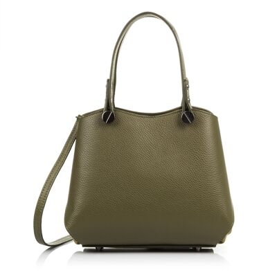 Antonia Women's Tote Bag. Genuine Leather Dollaro Suede - Olive Green