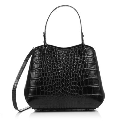 Eusebia Woman tote bag. Genuine Leather Suede Engraved Crocodile Sauvage