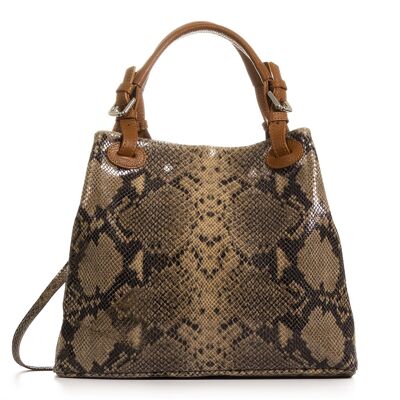 Godeberta Women's tote bag. Genuine leather Suede Python Dollaro - Taupe