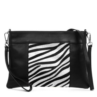 Magda Woman shoulder bag. Genuine Sauvage Cavallino Zebra leather