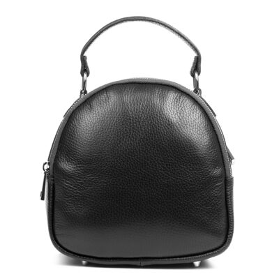 Menodora Bolso mochila Mujer.Piel auténtica Dollaro - Negro