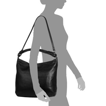 Simonetta Sac Shopper Femme en Cuir Véritable Dollaro - Noir 4