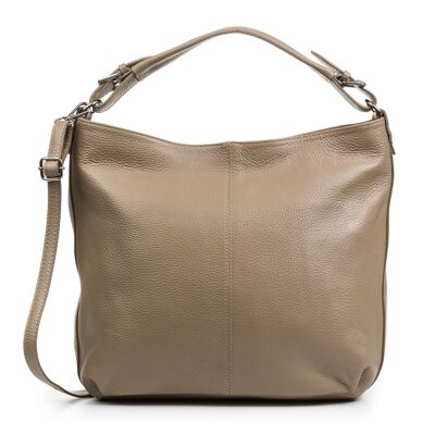 Simonetta Women's Shopper Bag. Genuine Leather Dollaro - Taupe