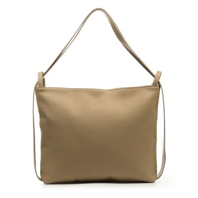 Immacolata Women's Shoulder Bag. Genuine Dollaro Leather - Taupe