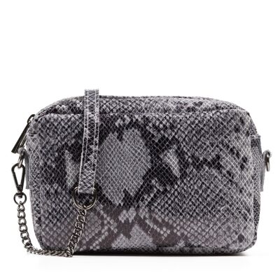 Santina Women's shoulder bag. Genuine Python Suede Leather - Gray