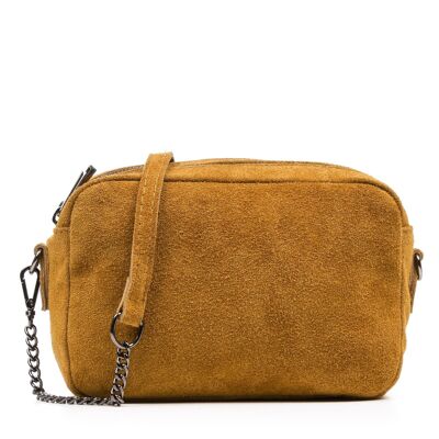 Santina Women's shoulder bag. Genuine Leather Suede - Leather