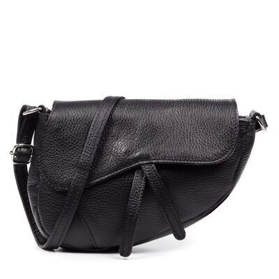 Susanna Women's Shoulder Bag. Dollaro Genuine Leather - Black