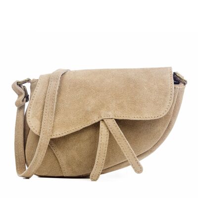 Susanna Women's shoulder bag. Genuine Suede Leather - Taupe