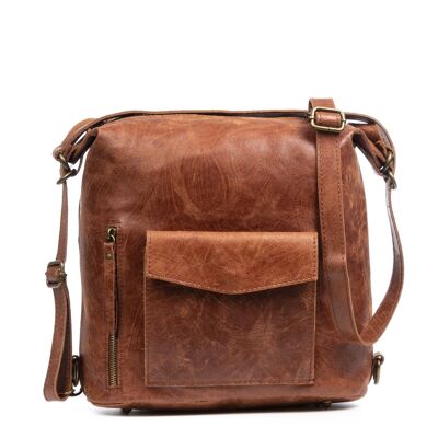 Irene Women's backpack bag. Genuine Leather Suede Stonewashed - Leather