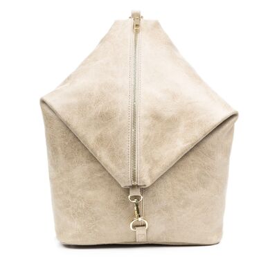 Lorena Women's backpack bag. Genuine Suede Stone Washed Leather - Beige