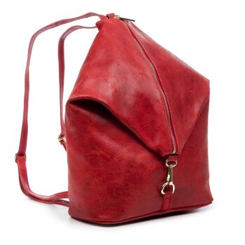 Sac à dos pour femme Lorena en cuir suédé véritable délavé - Rouge 7