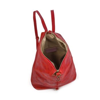 Sac à dos pour femme Lorena en cuir suédé véritable délavé - Rouge 10