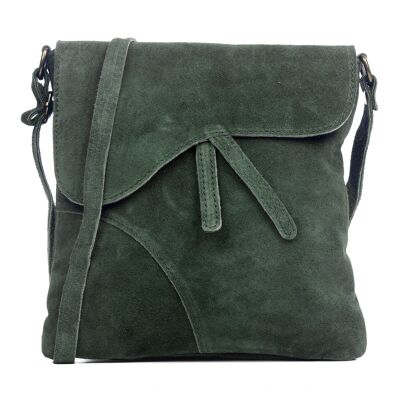 Ulfa Women's shoulder bag. Genuine Suede Leather - Emerald Green