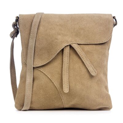 Sac à bandoulière Ulfa pour femme en cuir suédé véritable - taupe