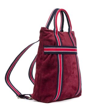 Sac à dos pour femme Venusta en cuir véritable suédé imprimé sur toile de qualité supérieure - Bordeaux 6