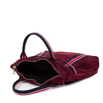 Sac à dos pour femme Venusta en cuir véritable suédé imprimé sur toile de qualité supérieure - Bordeaux 4