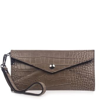 Portefeuille Viola pour femme en cuir véritable Crosta gravé Crocodile - Marron 4