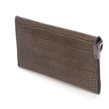 Portefeuille Viola pour femme en cuir véritable Crosta gravé Crocodile - Marron 6