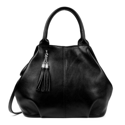 Zenobia Shopper-Tasche für Damen Echtes Leder Dollaro - Schwarz