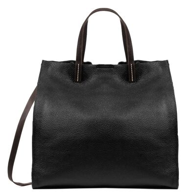 Bianca Women's Shopper Bag. Genuine Leather Dollaro - Black