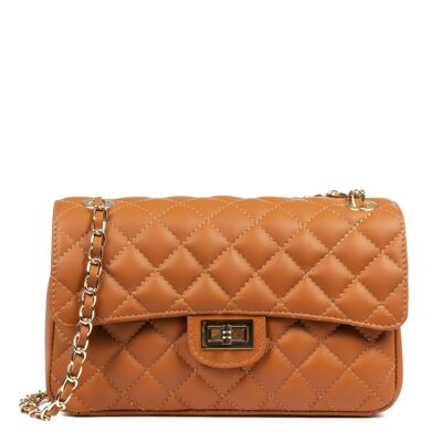 Caeli Women's Shoulder Bag. Authentic Leather Sauvage Quilted