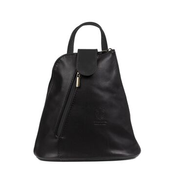 Sac à dos pour femme Carlotta Sauvage en cuir véritable - Noir 6