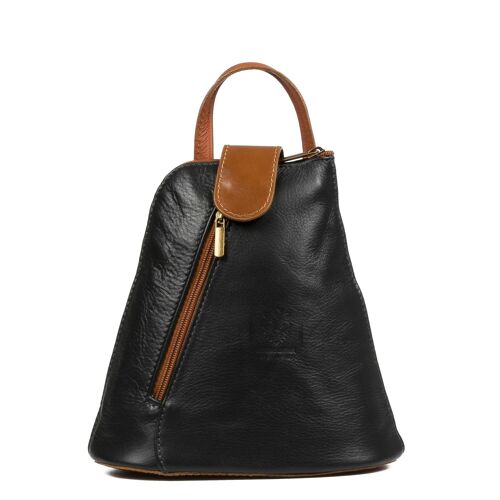 Carlotta Bolso mochila Mujer.Piel auténtica Sauvage - Negro; Cuero