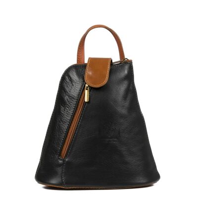 Carlotta Women's Backpack Bag. Sauvage Genuine Leather - Black; Leather