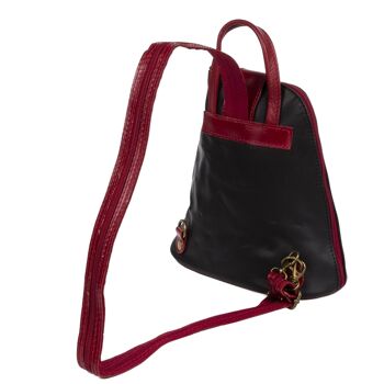 Sac à Dos pour Femme Carlotta Sauvage Cuir Véritable - Noir; Rouge foncé 8