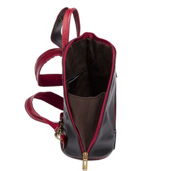 Sac à Dos pour Femme Carlotta Sauvage Cuir Véritable - Noir; Rouge foncé 5