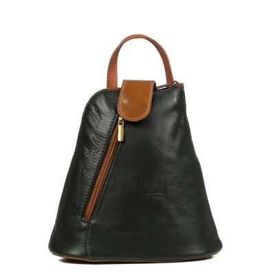 Carlotta Women's Backpack Bag. Sauvage Genuine Leather - Dark Green; Leather