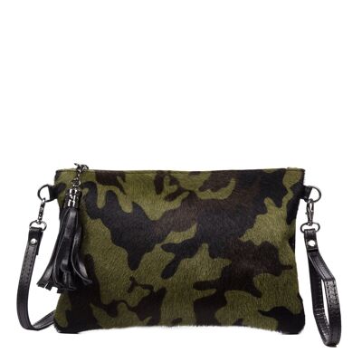 Ermine Women's shoulder bag. Genuine Sauvage Cavallino Camouflage leather