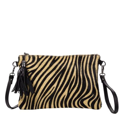 Sac bandoulière Hermine pour femme en cuir véritable Sauvage Cavallino Tigre