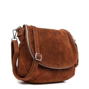 Sac à bandoulière Amanda pour femmes en cuir suédé véritable - marron 7