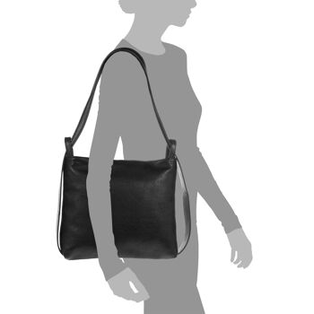 Perlita Sac à Bandoulière pour Femme en Cuir Véritable Dollaro - Noir 9