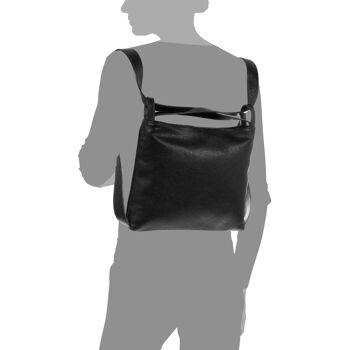 Perlita Sac à Bandoulière pour Femme en Cuir Véritable Dollaro - Noir 10