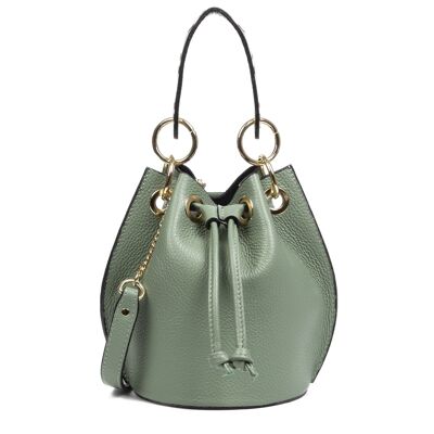 Spring Women's Handbag. Genuine Leather Dollaro - Mint Green