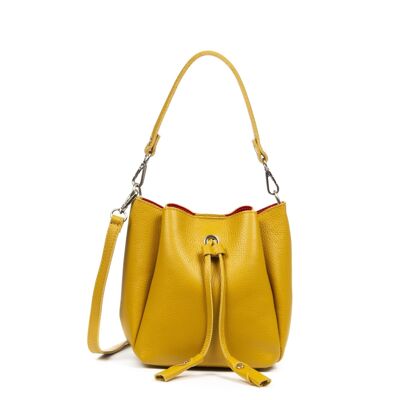 Idea Woman handbag. Dollaro genuine leather. - Mustard